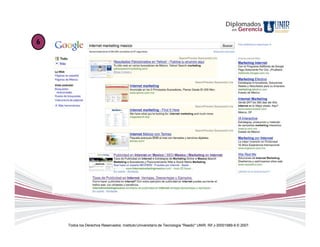 Diplomados
                                                                                                     en   Gerencia

6




    Todos los Derechos Reservados. Instituto Universitario de Tecnología "Readic" UNIR. Rif J-30001989-6 © 2007.
 