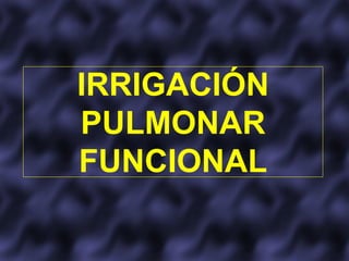 IRRIGACIÓN
PULMONAR
FUNCIONAL
 