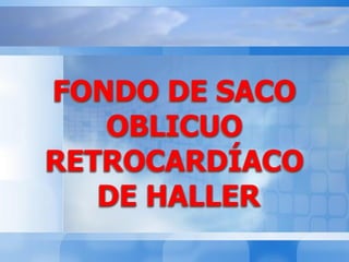 FONDO DE SACO
OBLICUO
RETROCARDÍACO
DE HALLER
 