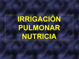 IRRIGACIÓN
PULMONAR
NUTRICIA
 