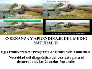 ENSEÑANZA Y APRENDIZAJE DEL MEDIO
NATURAL II
Ejes transversales: Programa de Educación Ambiental.
Necesidad del diagnóstico del contexto para el
desarrollo de las Ciencias Naturales
 