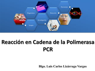 Terapia
Investigación
Diagnóstico Detección
Decisiones
Reacción en Cadena de la Polimerasa
PCR
Blgo. Luis Carlos Lizárraga Vargas
 
