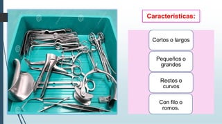 Características:
Cortos o largos
Pequeños o
grandes
Rectos o
curvos
Con filo o
romos.
 
