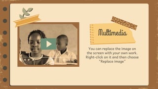 Multimedia
You can replace the image on
the screen with your own work.
Right-click on it and then choose
"Replace image”
 