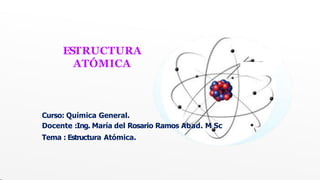 Curso: Química General.
Docente :Ing. María del Rosario Ramos Abad. M Sc
Tema : Estructura Atómica.
ESTRUCTURA
ATÓMICA
 
