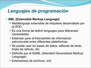 Lenguajes de programación HTML (HyperText Markup Language) : 