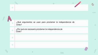 ¿Qué argumentos se usan para proclamar la independencia de
Chile?
¿Por qué era necesario proclamar la independencia de
Chile?
 