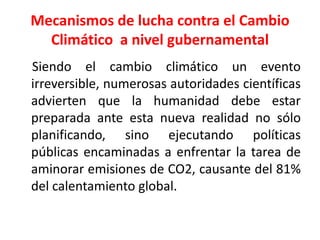 ¿Cuáles son los mecanismos gubernamentales mas importantes desarrollados a nivel internacional?