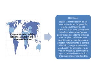 ¿La CMNUCC como divide las partes (los países que han ratificado, aceptado o aprobado el tratado) ?Lo divide en dos grupos:   Partes Anexo I: los países industriales miembros de la Organización para la Cooperación y el Desarrollo, más los países de economías en transición. Deben adoptar políticas y medidas con el objeto de llevar sus emisiones del 2000 a los niveles de 1990.    Partes no Anexo I: los países en desarrollo