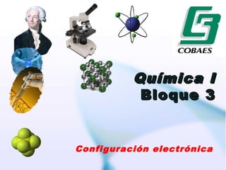 Química IQuímica I
Bloque 3Bloque 3
Configuración electrónica
 