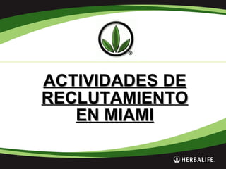 ACTIVIDADES DEACTIVIDADES DE
RECLUTAMIENTORECLUTAMIENTO
EN MIAMIEN MIAMI
 