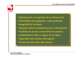 Curso Modelo de datos para SIG (720145M )




FACULTAD DE INGENIERÍA
ESCUELA DE INGENIERÍA CIVIL Y GEOMÁTICA
 