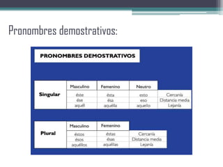 Pronombres demostrativos:
 