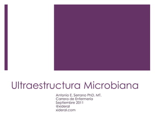 Ultraestructura Microbiana
Antonio E. Serrano PhD. MT.
Carrera de Enfermería
Septiembre 2011
@xideral
xideral.com
 