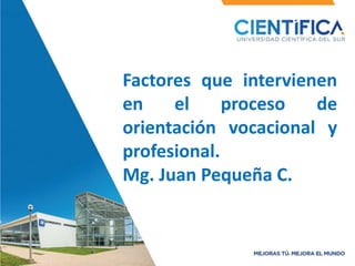 Factores que intervienen
en el proceso de
orientación vocacional y
profesional.
Mg. Juan Pequeña C.
 