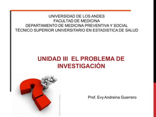 UNIVERSIDAD DE LOS ANDES
FACULTAD DE MEDICINA
DEPARTAMENTO DE MEDICINA PREVENTIVA Y SOCIAL
TÉCNICO SUPERIOR UNIVERSITARIO ...