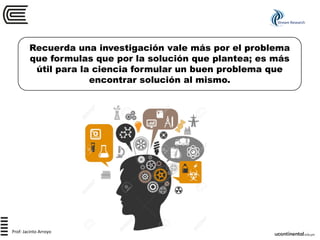 Recuerda una investigación vale más por el problema
que formulas que por la solución que plantea; es más
útil para la ciencia formular un buen problema que
encontrar solución al mismo.
Prof: Jacinto Arroyo
Stream Research
 