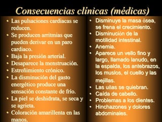 Consecuencias clínicas (médicas)Disminuye la masa ósea, se frena el crecimiento.