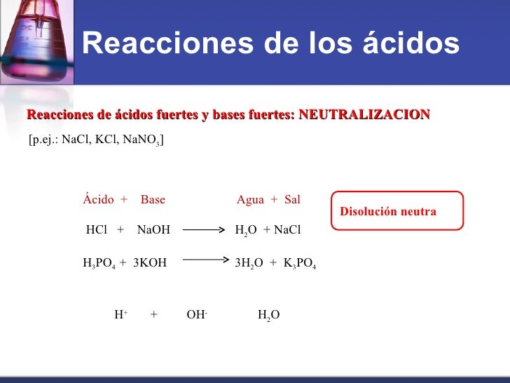Acidos y reacciones quimicas