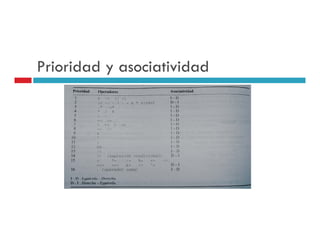 Prioridad y asociatividad
 
