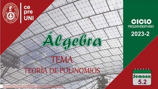 TEMA
TEORÍA DE POLINOMIOS
2023-2
5.2
PREUNIVERSITARIO
 