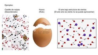 Ejemplos:
Castillo de naipes Huevo El aire bajo estructura de vientos
(Desordenado) (Roto) (El aire sino es viento no se puede aprovechar)
 