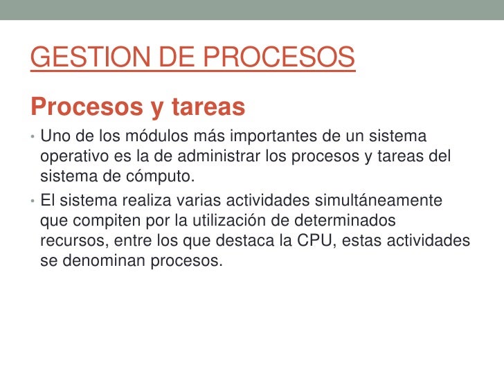 Gestion Procesos, Sistemas Operativos