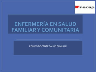 ENFERMERÍA EN SALUD
FAMILIARY COMUNITARIA
EQUIPO DOCENTE SALUD FAMILIAR
 