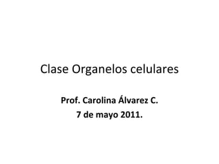 Clase Organelos celulares Prof. Carolina Álvarez C. 7 de mayo 2011. 