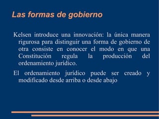 Las formas de gobierno Montesquieu retoma la tricotomía: Monarquía 