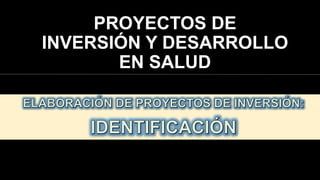 PROYECTOS DE
INVERSIÓN Y DESARROLLO
EN SALUD
 