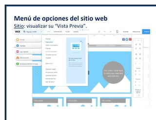 Menú de opciones del sitio web
Sitio: visualizar su “Vista Previa”.
 