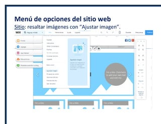 Menú de opciones del sitio web
Sitio: resaltar imágenes con “Ajustar imagen”.
 