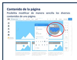 Contenido de la página
Posibilita modificar de manera sencilla los diversos
contenidos de una página.
 