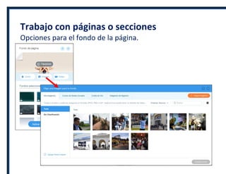 Trabajo con páginas o secciones
Opciones para el fondo de la página.
 