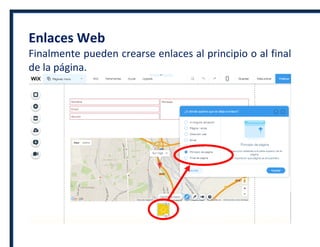 Enlaces Web
Finalmente pueden crearse enlaces al principio o al final
de la página.
 