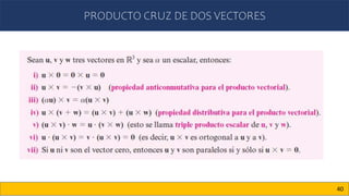 PRODUCTO CRUZ DE DOS VECTORES
40
 