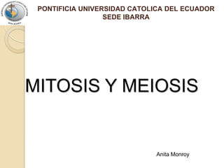 PONTIFICIA UNIVERSIDAD CATOLICA DEL ECUADORSEDE IBARRA,[object Object],MITOSIS Y MEIOSIS,[object Object],Anita Monroy,[object Object]