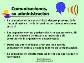 Comunicaciones, su administración ,[object Object]