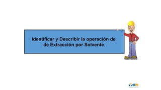 Identificar y Describir la operación de
de Extracción por Solvente.
 