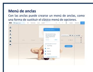 Menú de anclas
Con las anclas puede crearse un menú de anclas, como
una forma de sustituir el clásico menú de opciones.
 