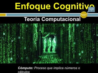 Enfoque Cognitivo
Teoría Computacional
Cómputo: Proceso que implica números o
cálculos (R.A.E)
Movimiento
Humano
Enfoque
Cognitiv
o
 