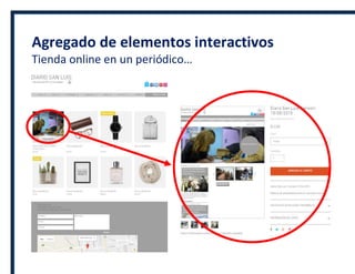 Agregado de elementos interactivos
Tienda online en un periódico…
 