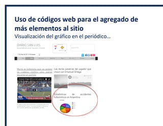 Uso de códigos web para el agregado de
más elementos al sitio
Visualización del gráfico en el periódico…
 