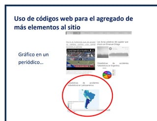 Uso de códigos web para el agregado de
más elementos al sitio
Gráfico en un
periódico…
 