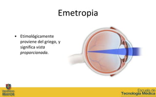 Emetropia

• Etimológicamente
  proviene del griego, y
  significa vista
  proporcionada.
 