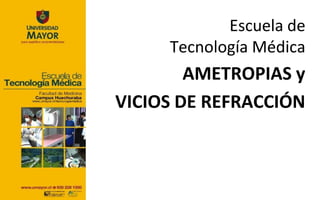 Escuela de
     Tecnología Médica
        AMETROPIAS y
VICIOS DE REFRACCIÓN
 