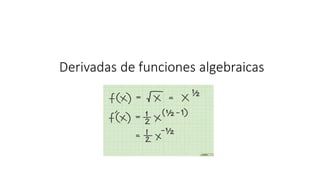 Derivadas de funciones algebraicas
 