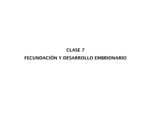 CLASE 7 FECUNDACIÓN Y DESARROLLO EMBRIONARIO 