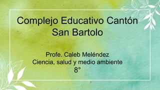 1
Complejo Educativo Cantón
San Bartolo
Profe. Caleb Meléndez
Ciencia, salud y medio ambiente
8°
 